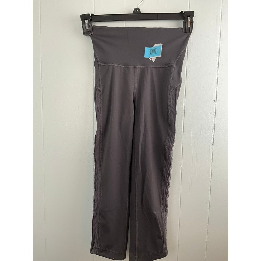 Lululemon Size 4  Train Times Crop 21 Titanium‎ Gray Mesh Leggings Womens High